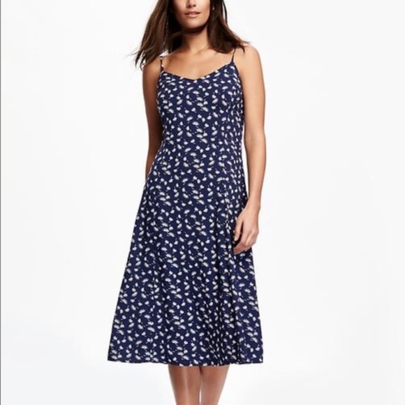 Old Navy Dresses & Skirts - Old Navy | Midi Cami Dress Navy Dandelion Print
